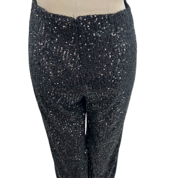 Ieena for Mac Duggal‎ Jumpsuit 26691 Sequin Cut Out Wide Leg Black Size 4 - Picture 10 of 14